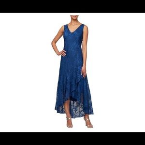 Royal Blue 2-piece hi-low evening dress